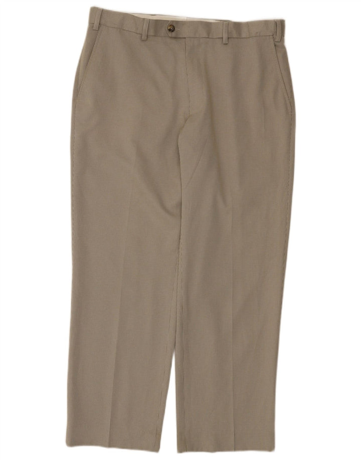 Marks & Spencer Pantalón de traje regular para hombre W36 L29 Pata de gallo verde