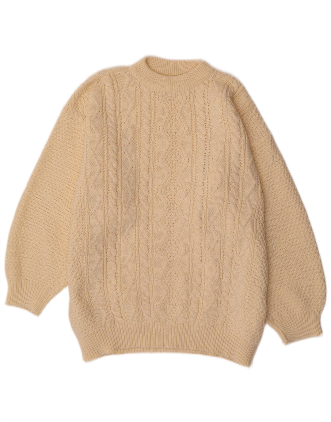 VINTAGE Suéter de cuello redondo para mujer Reino Unido 20 2XL Poliacrílico blanco apagado