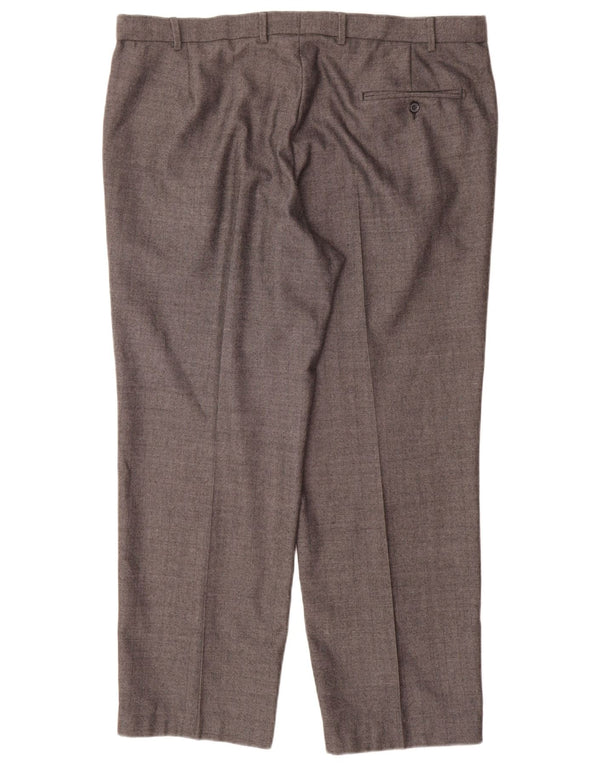 Marks & Spencer Pantalones de traje rectos de corte regular para hombre W40 L29 Lana gris