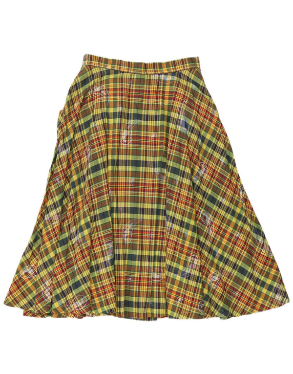 Falda acampanada de cintura alta vintage para mujer IT 42 Medium W26 Green Check