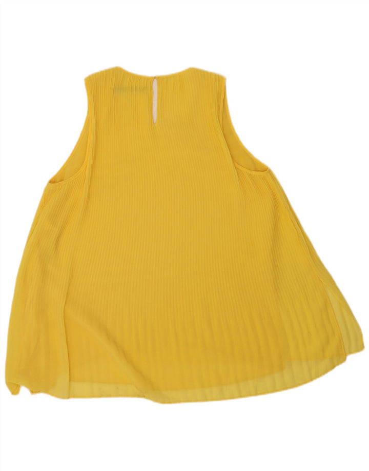 Zara Mujer Blusa Sin Mangas Top UK 46 Grande Poliéster Amarillo