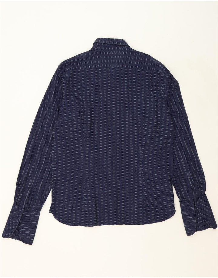 TED BAKER Mens Formal Shirt Size 5 XL Navy Blue Striped Cotton Vintage Ted Baker and Second-Hand Ted Baker from Messina Hembry 