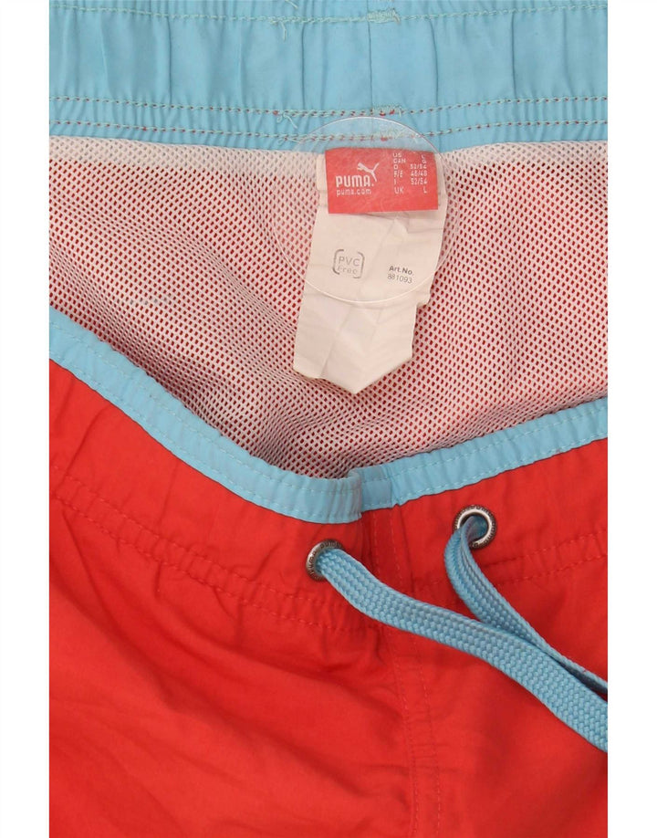 Puma Bañador con gráfico para hombre, talla grande, poliéster rojo