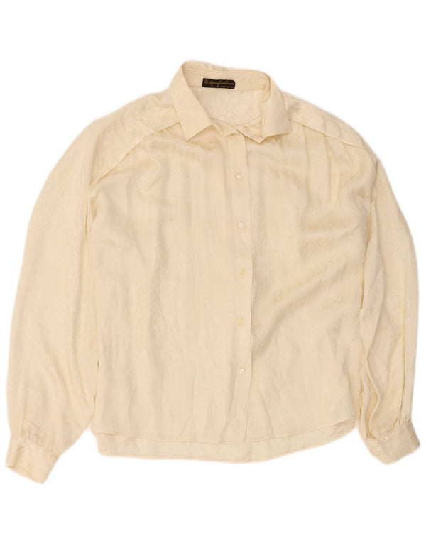 Mario Pucci Cecconi Blusa camisera para mujer IT 42 Mediana Estampado animal blanco roto