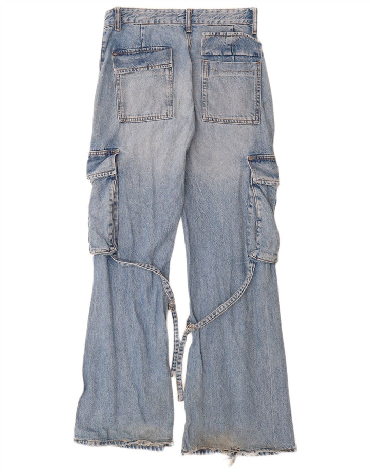 ZARA Vaqueros Cargo Acampanados Mujer EU 34 2XS W24 L32 Algodón Azul
