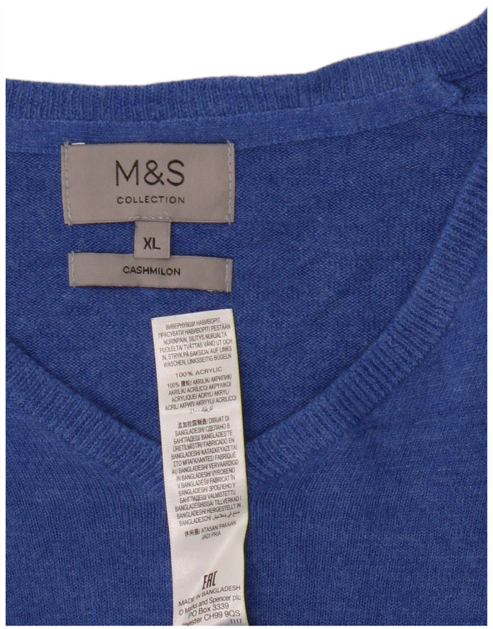 Marks & Spencer Suéter con Cuello en V para Hombre XL Acrílico Azul