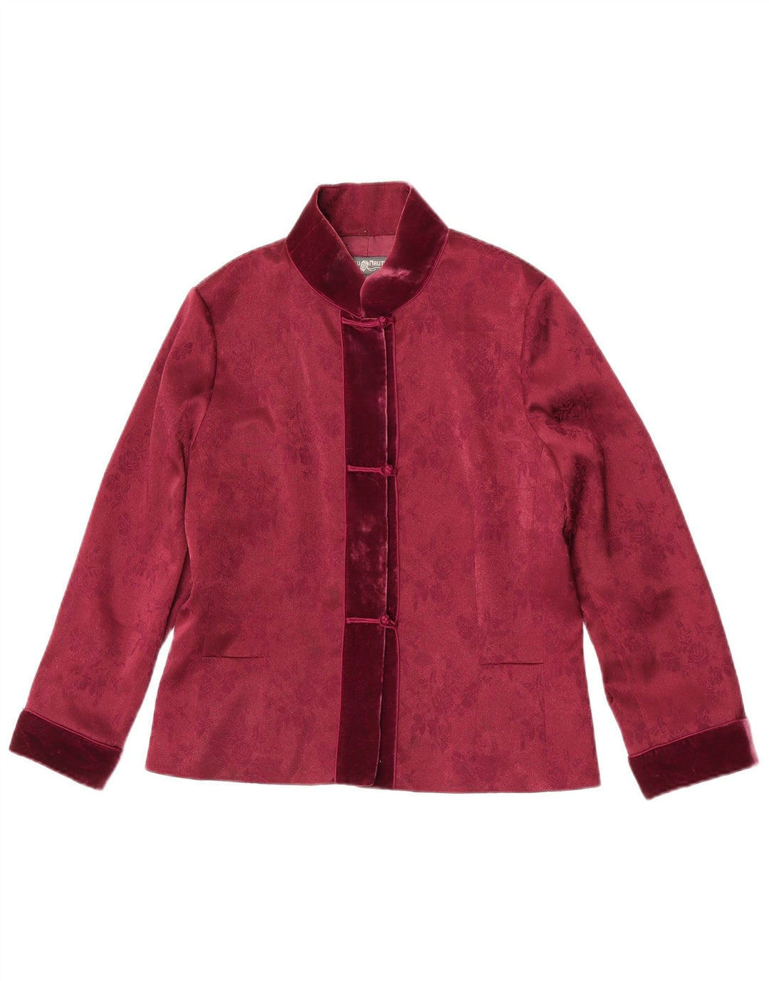 Blunauta Chaqueta tipo blazer extragrande con 3 botones para mujer IT 38 XS Borgoña Floral