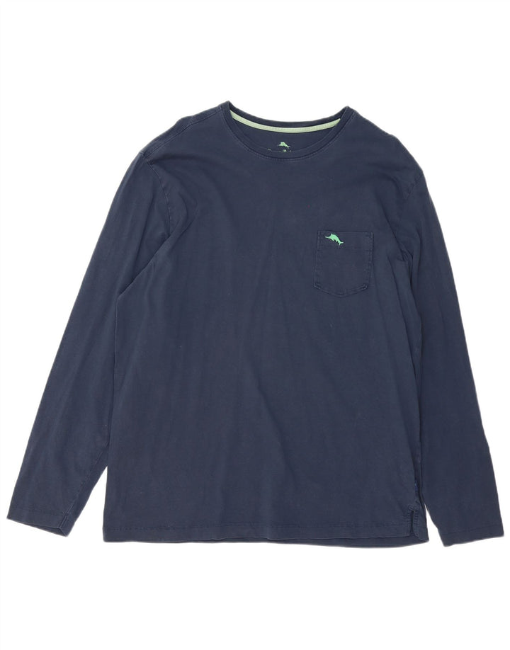 Tommy Bahama Top para hombre de manga larga de algodón azul marino grande