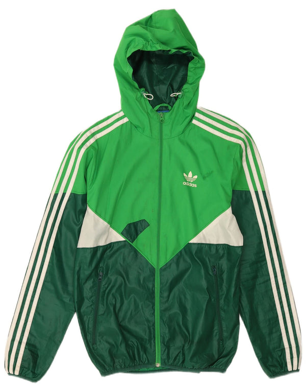 Adidas Chaqueta impermeable con capucha para hombre UK 34 XS Verde Colorblock Poliéster