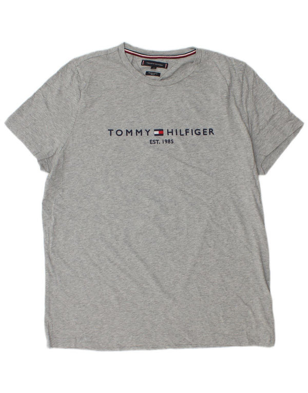 Tommy Hilfiger Camiseta gráfica ajustada para hombre Top 2XL Algodón moteado gris