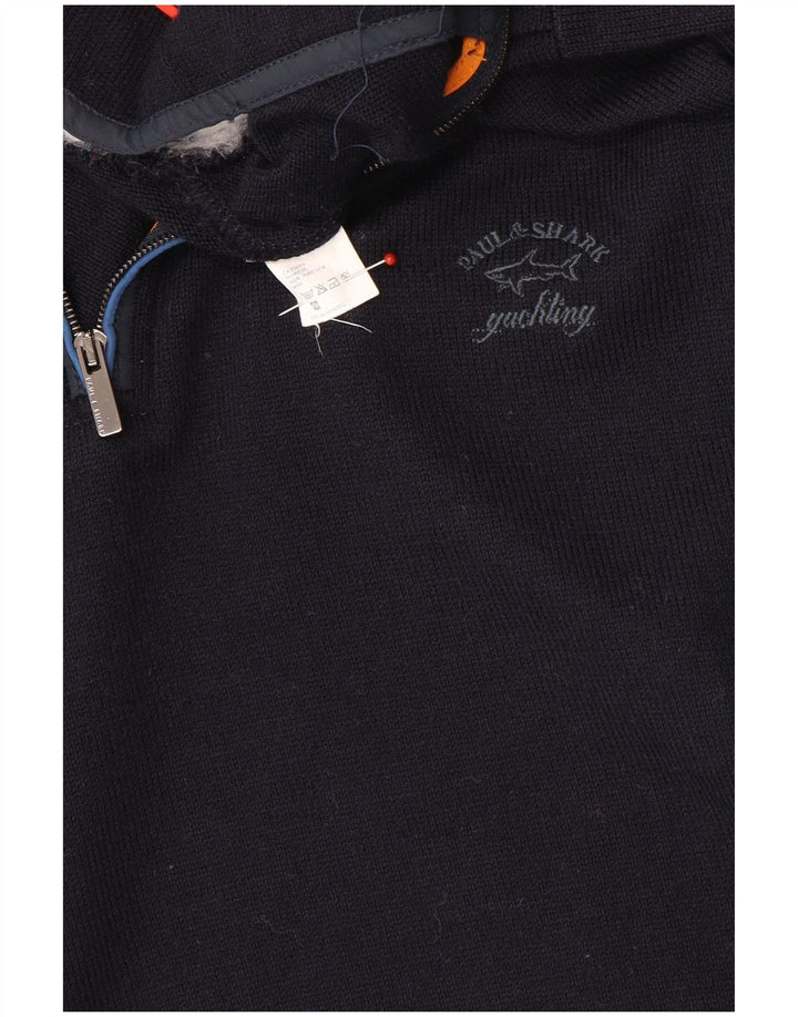 Paul & Shark Jersey con cuello y cremallera para hombre de lana azul marino mediano