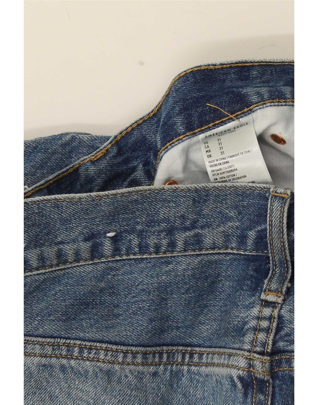 American Eagle Pantalones cortos de mezclilla desgastados para hombre W31 Algodón azul medio