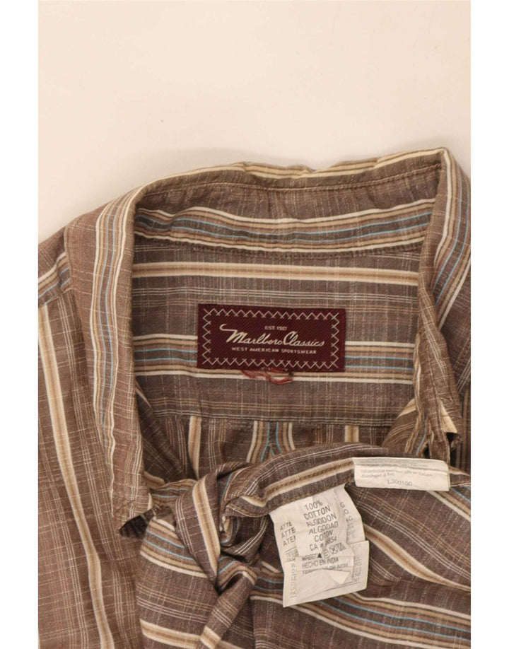 Marlboro Classics Camisa Manga Corta Hombre XL Marrón Cuadros Algodón