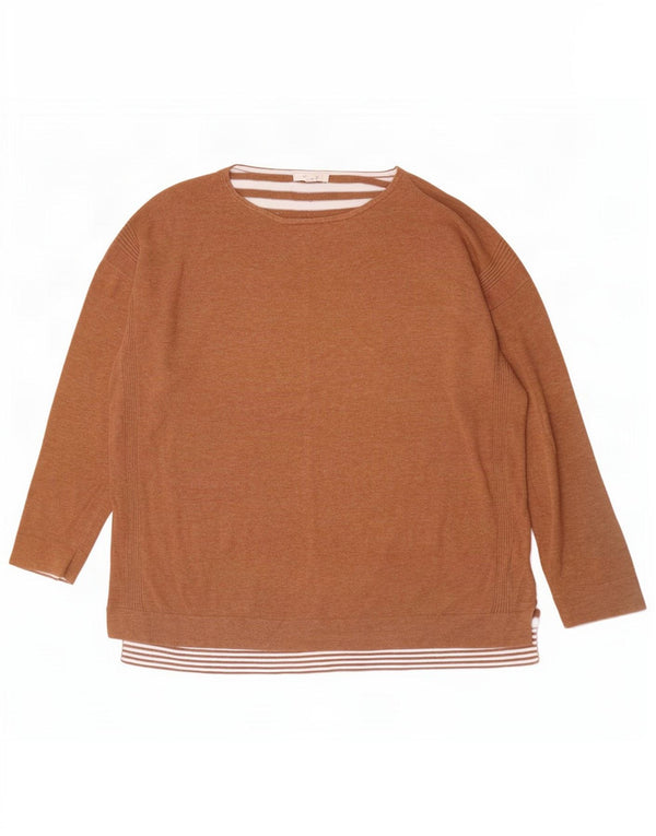 Jersey con cuello barco para mujer de White Stuff, talla 48, 2XL, algodón a rayas marrón
