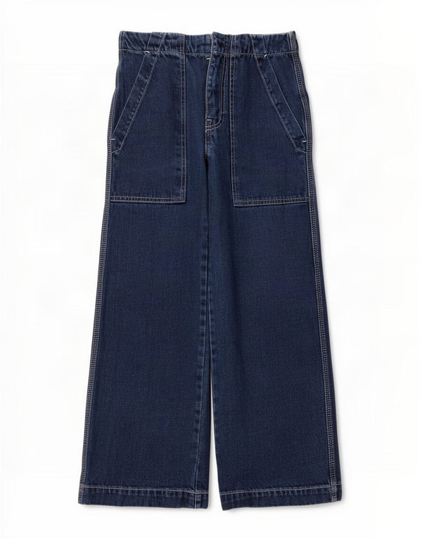 Topshop Vaqueros de pierna ancha y talle alto para mujer W25 L23 Poliéster azul