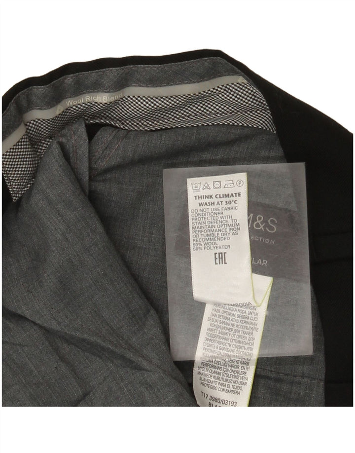 Marks & Spencer Pantalón De Traje Regular Recto Para Mujer W36 L29 Lana Negra