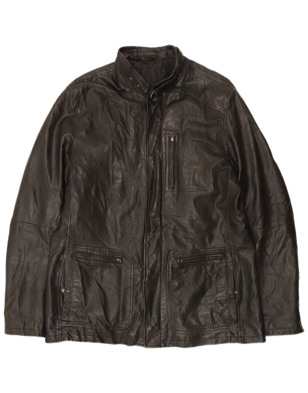 Chaqueta de cuero vintage para hombre Reino Unido 42 XL Negro