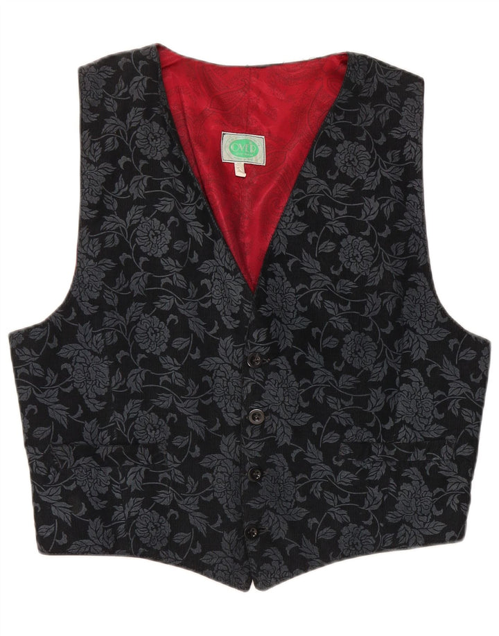 Chaleco vintage para hombre grande floral negro
