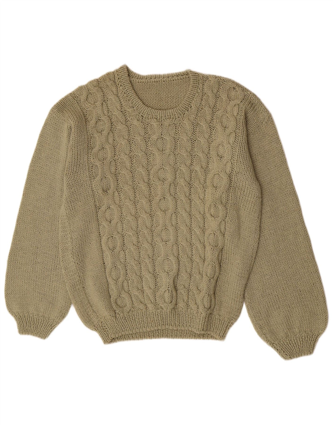 Vintage hombres cuello redondo jersey suéter grande verde
