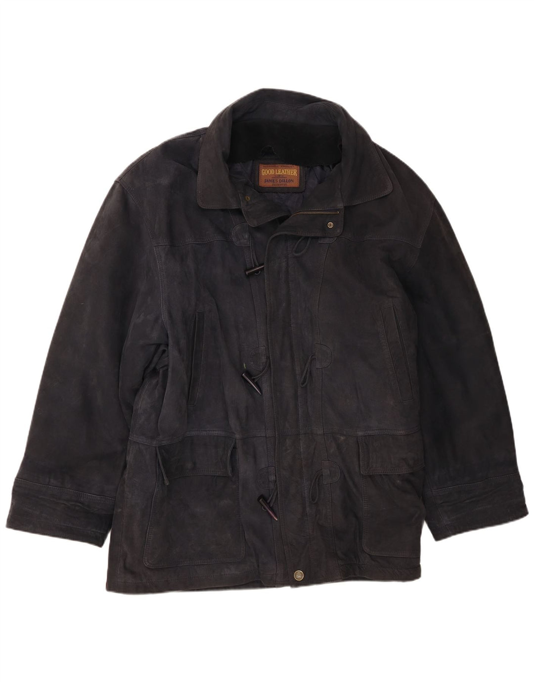 James Dillon Chaqueta de ante para hombre UK 42 XL Cuero azul marino