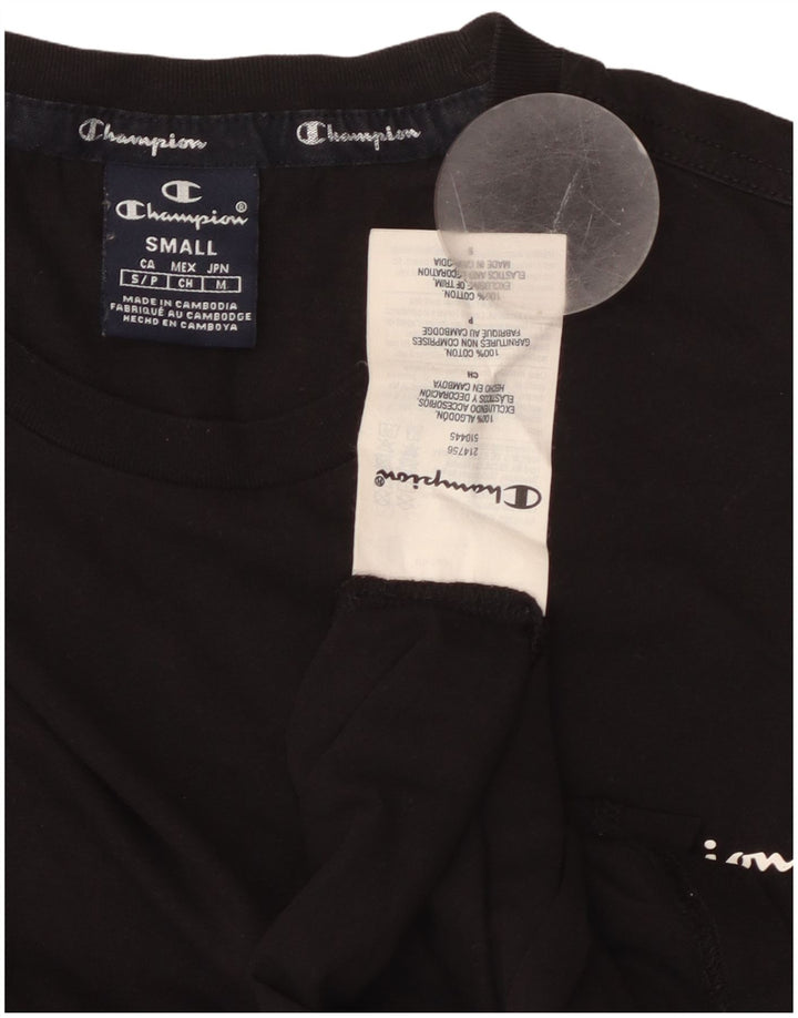 CHAMPION Hombre Top Manga Larga Pequeño Algodón Negro