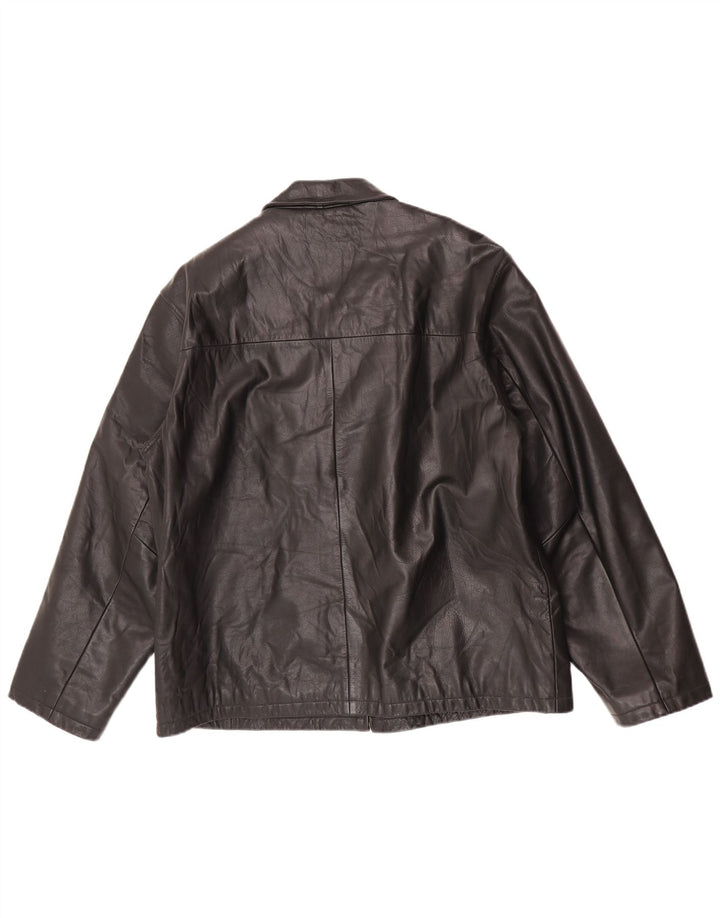 I NAVIGLI Chaqueta de cuero para hombre IT 56 3XL Negro