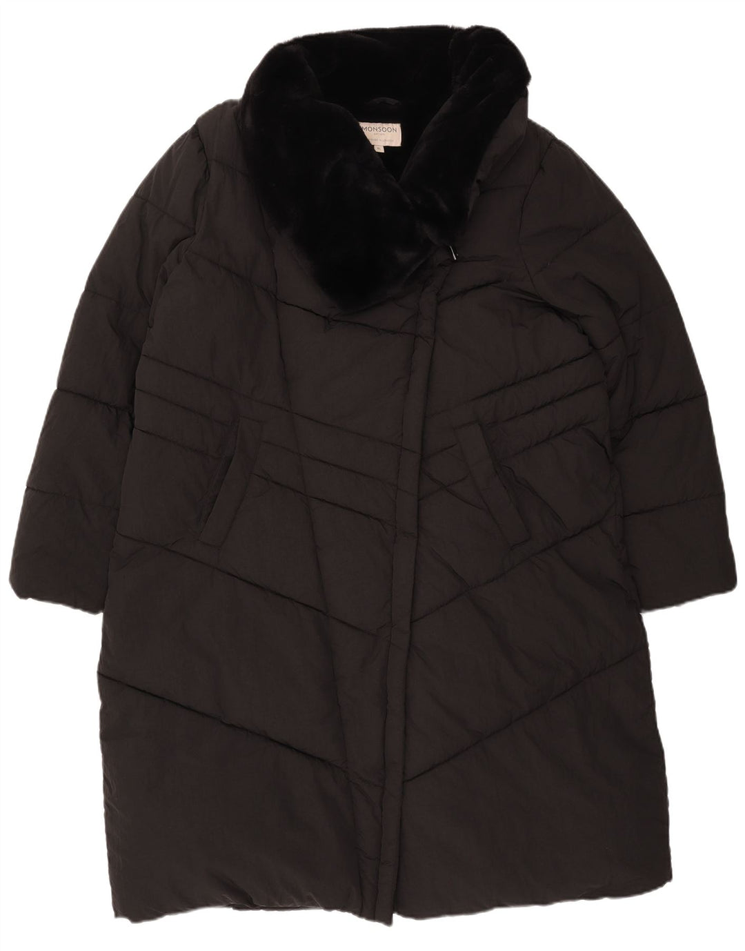 MONSOON Abrigo acolchado para mujer UK 40 XL Nylon negro