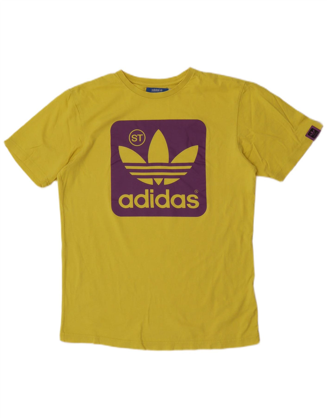 Adidas Hombre Camiseta Gráfica Top Algodón Amarillo Medio
