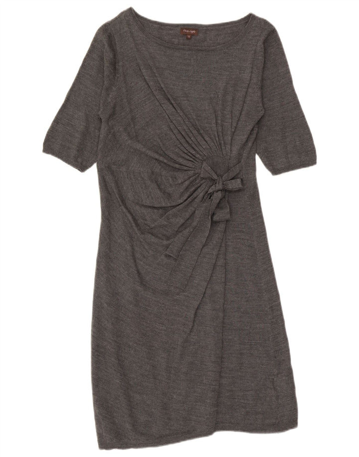 Phase Eight Vestido tipo jersey de manga corta con lazo frontal para mujer UK 40 Gris medio