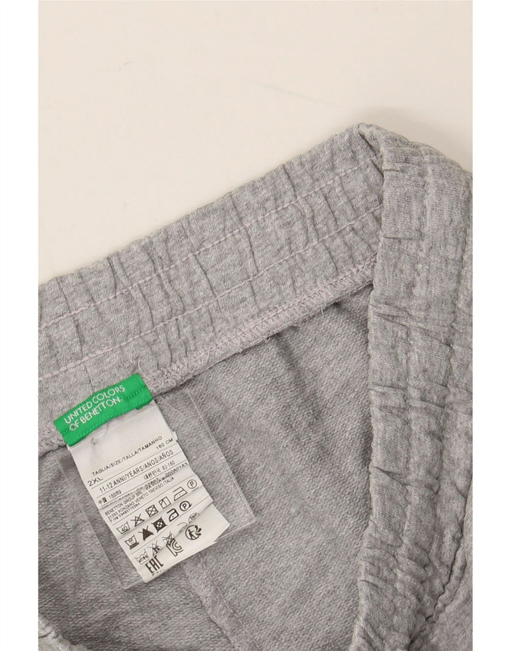 BENETTON Pantalones cortos deportivos para niños 11-12 años 2XL Algodón gris color block
