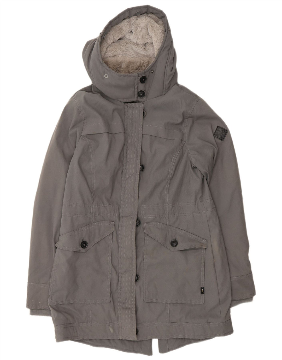 Hollister Chaqueta Parka Sherpa Con Capucha Para Mujer UK 44 Poliéster Gris Medio