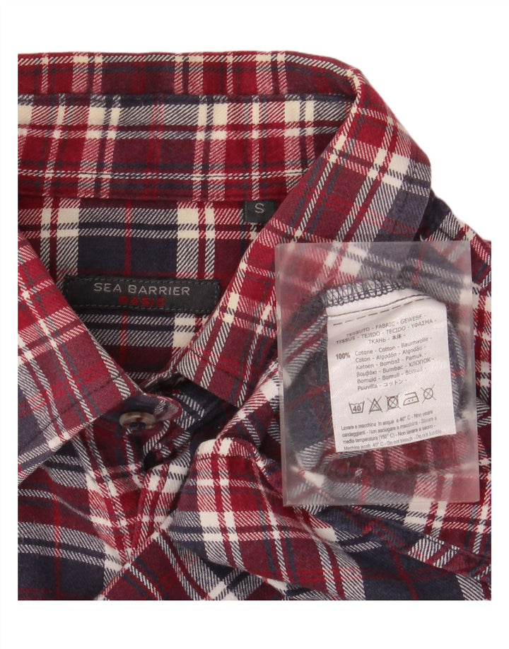 SEA BARRIER Camisa de franela para hombre Algodón a cuadros rojos pequeños