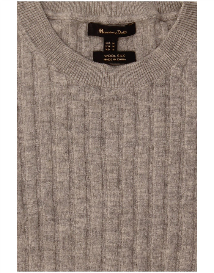 Massimo Dutti Jersey de cuello redondo para mujer UK 42 Lana gris medio