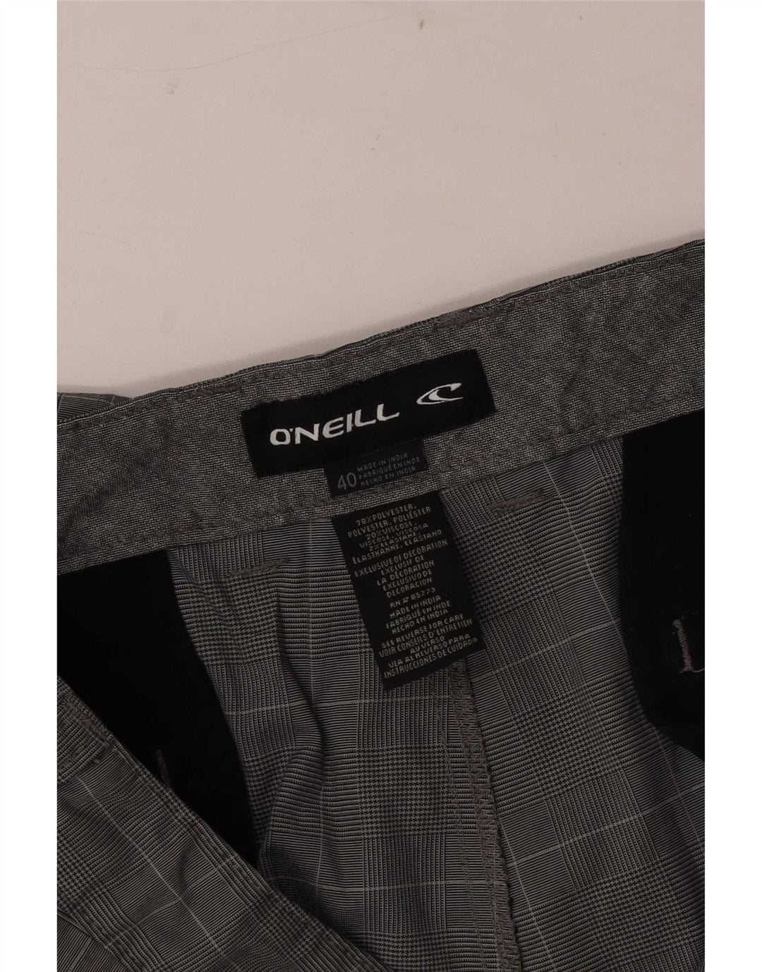 O'Neill Pantalones cortos chinos para hombre W40 XL Poliéster a cuadros grises