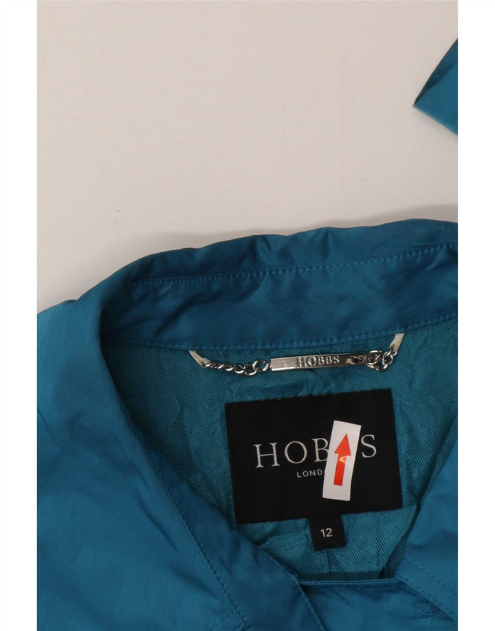 Hobbs Gabardina corta de doble botonadura para mujer UK 12 Poliéster azul medio