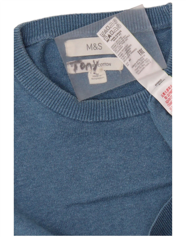 Marks & Spencer Jersey de cuello redondo para hombre de algodón azul medio