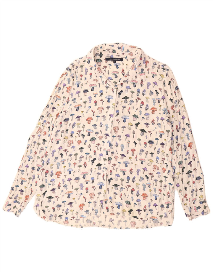French Connection Blusa tipo camisa con estampado abstracto para mujer, talla 40, color blanco