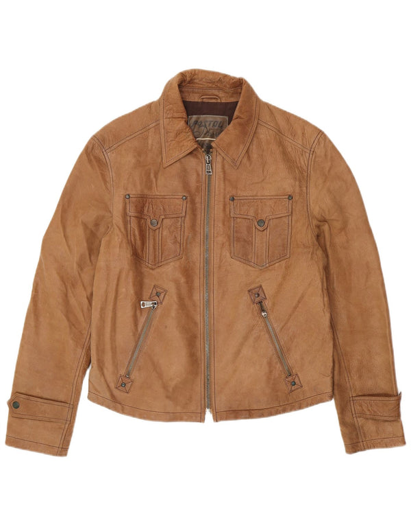 VINTAGE Chaqueta de cuero para hombre IT 50 Marrón grande