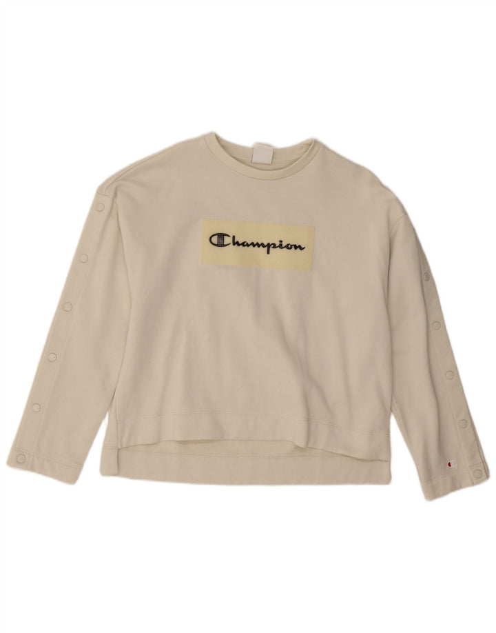 Champion Sudadera de gran tamaño con gráfico para mujer UK 10 Small White