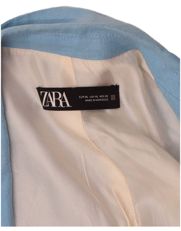 Zara Mujer Chaqueta Americana Abierta UK 40 XL Azul