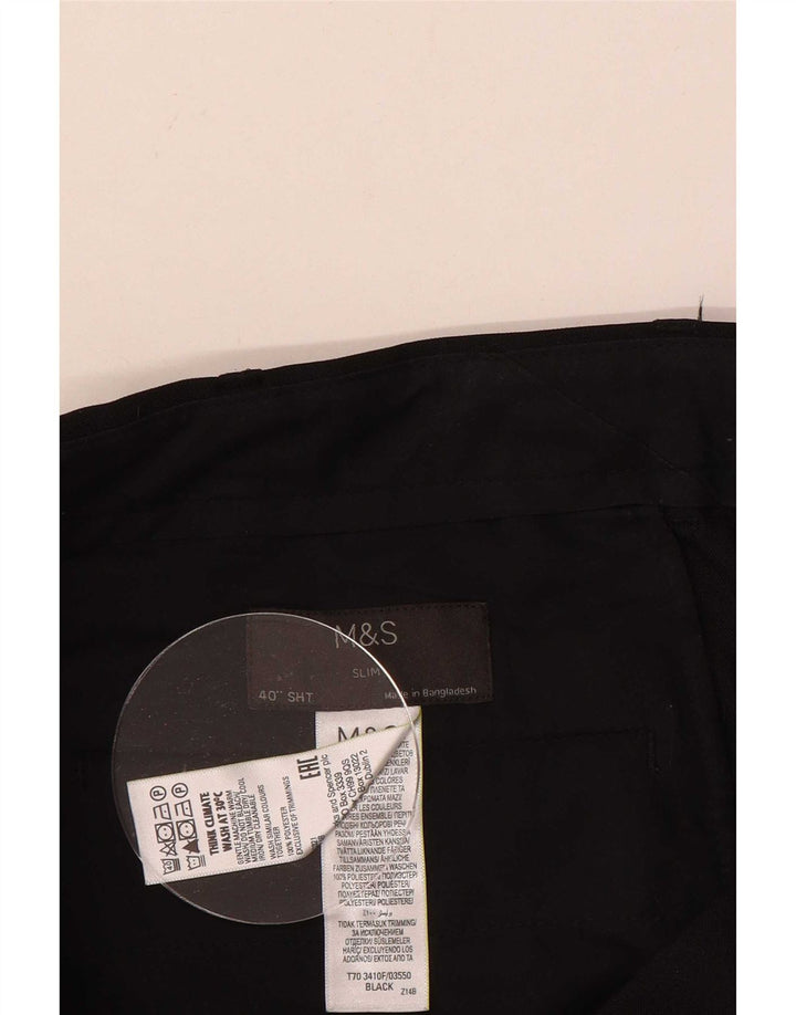 Marks & Spencer Pantalones chinos ajustados para hombre W40 L29 Poliéster negro