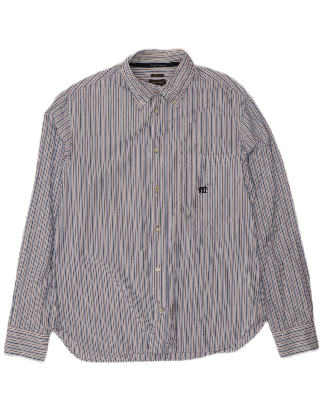 Henry Cottons Camisa ajustada para hombre Talla 42 Raya azul grande