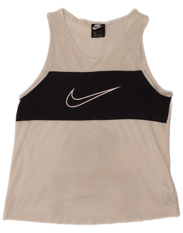 NIKE Camiseta sin mangas con gráfico de algodón color block mediano en blanco roto para hombre