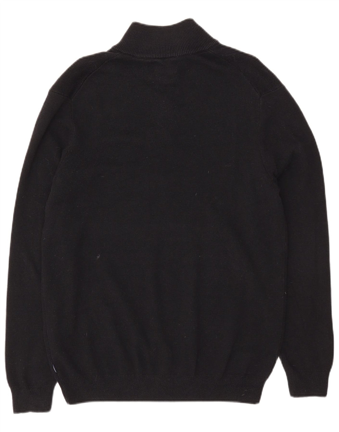 Superdry Jersey con cuello y cremallera para hombre, talla grande, algodón negro
