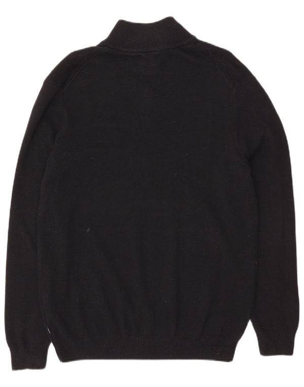 Superdry Jersey con cuello y cremallera para hombre, talla grande, algodón negro