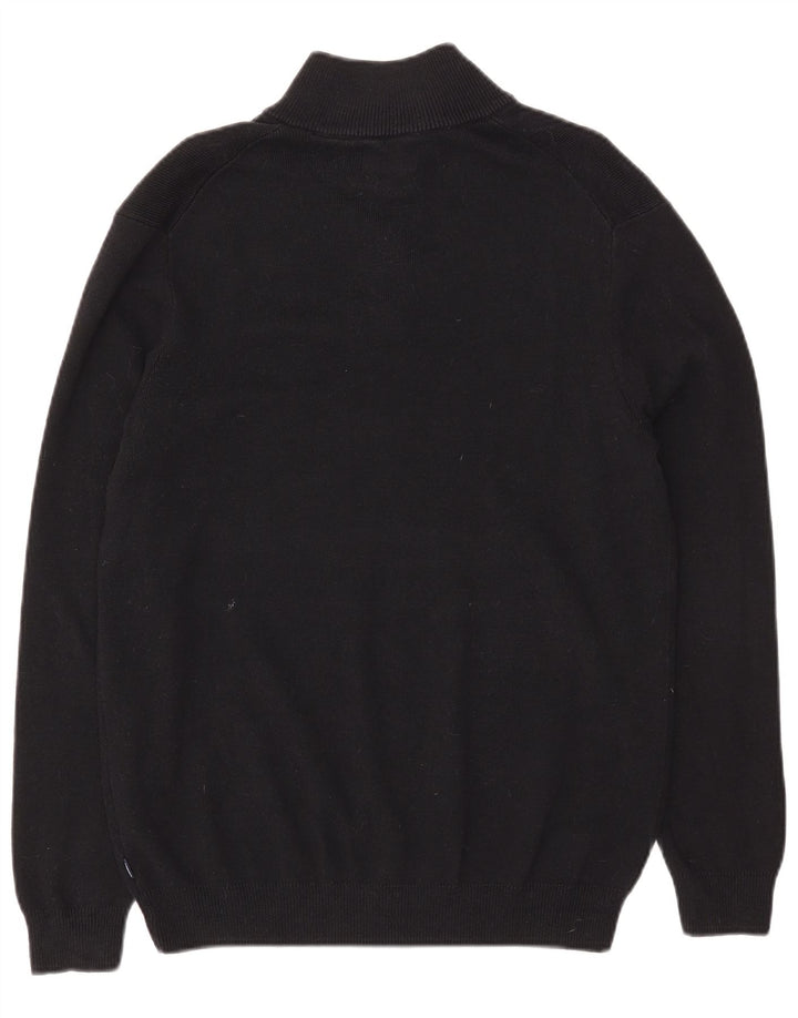 Superdry Jersey con cuello y cremallera para hombre, talla grande, algodón negro