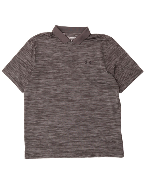 Under Armour Polo para hombre de poliéster a rayas grises grandes