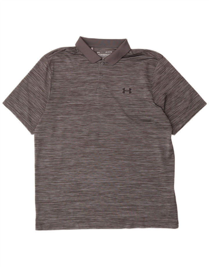 Under Armour Polo para hombre de poliéster a rayas grises grandes