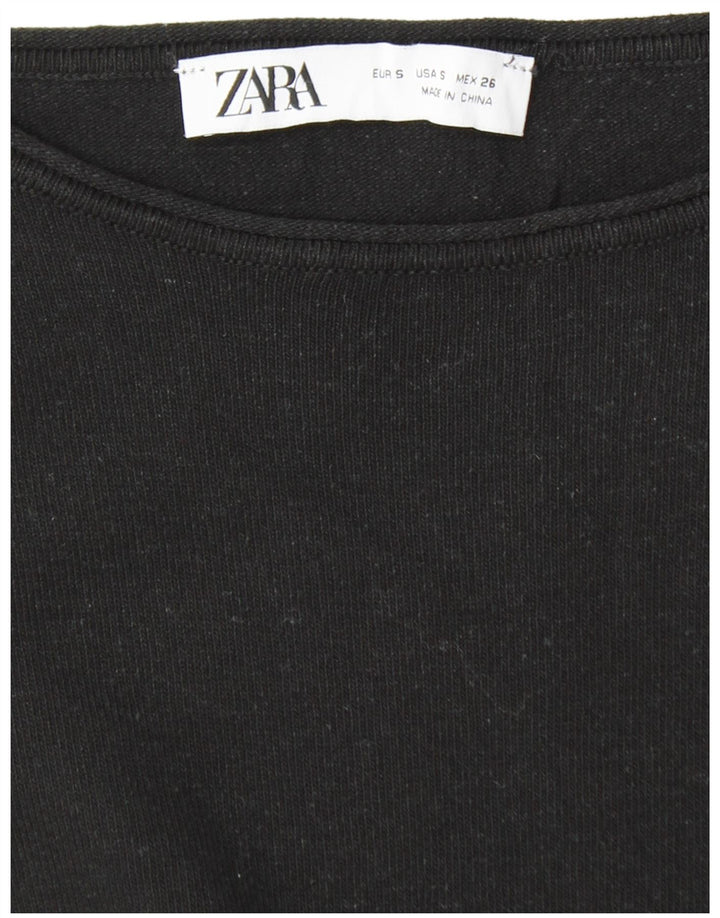 ZARA Vestido estilo jersey de manga larga para mujer UK 40 Small Negro
