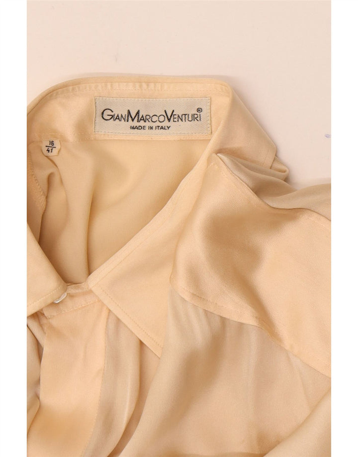 Gian Marco Venturi Camisa militar para hombre Talla 16 41 Grande Beige